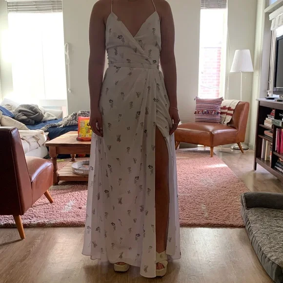 fame and partners floral maxi dress Fame and Partners The Beckman Cold-Shoulder Maxi Dress